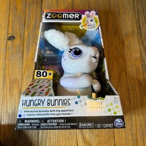 Zoomer Hungry Bunnies Chewy Interactive Robotic Rabbit Toy Spin Master White New